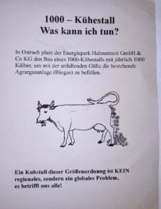 Info-Flyer gegen den 1000 Kühe Stall in Ostrach-Hahnennest